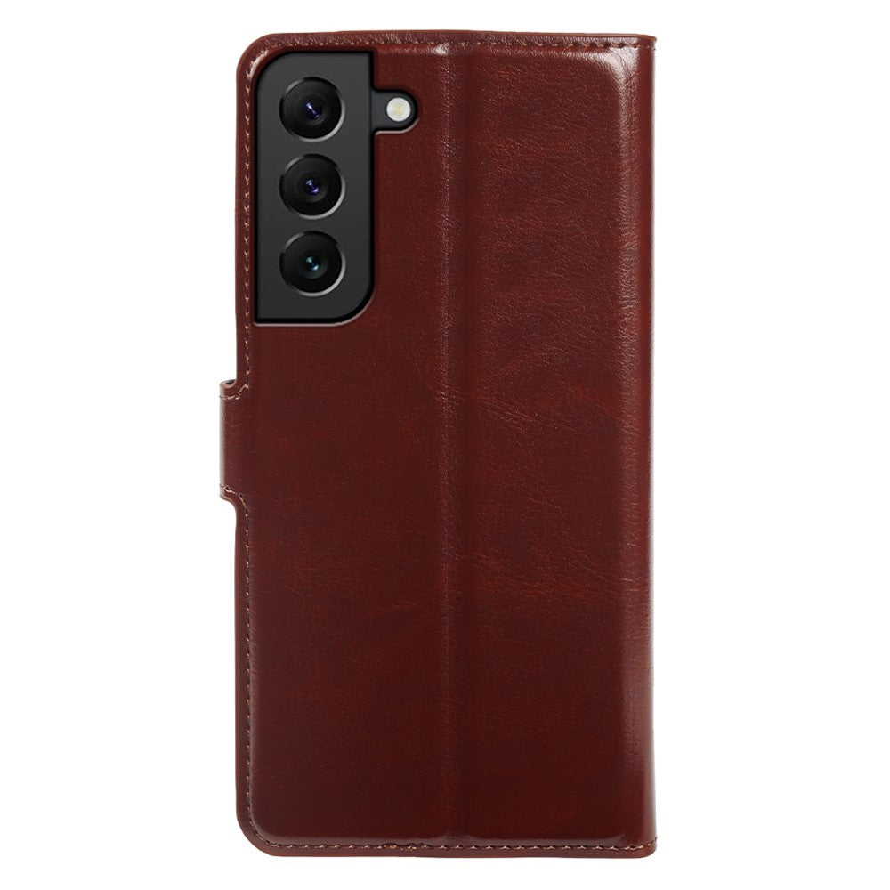 For Samsung Galaxy S22+ 5G Wallet Case Crazy Horse Texture Leather Flip Phone Cover with Magnetic Closure