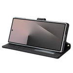 For Samsung Galaxy Z Fold7 5G Stand Case Litchi Texture Genuine Cow Leather Wallet Phone Cover RFID Blocking