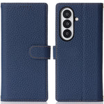 For Samsung Galaxy Z Fold7 5G Stand Case Litchi Texture Genuine Cow Leather Wallet Phone Cover RFID Blocking