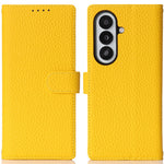For Samsung Galaxy Z Fold7 5G Stand Case Litchi Texture Genuine Cow Leather Wallet Phone Cover RFID Blocking