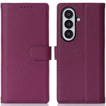 For Samsung Galaxy Z Fold7 5G Stand Case Litchi Texture Genuine Cow Leather Wallet Phone Cover RFID Blocking