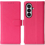 For Samsung Galaxy Z Fold7 5G Stand Case Litchi Texture Genuine Cow Leather Wallet Phone Cover RFID Blocking