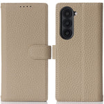 Til Samsung Galaxy Z Fold6 5G Stand-etui Litchi-tekstur Ægte koskind-pung-telefoncover RFID-blokerende