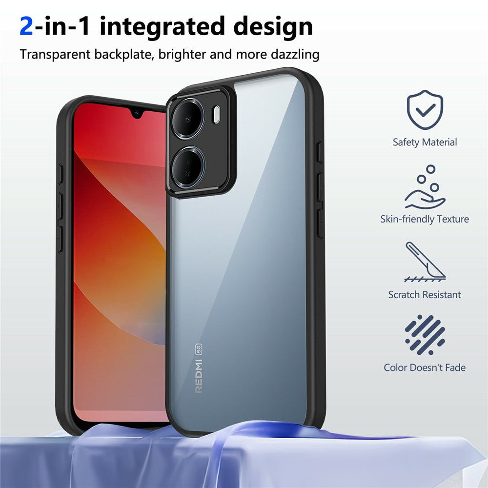 For Xiaomi Redmi 15a 5G Case Matte Skin Touch Clear PC + TPU Shockproof Phone Back Cover