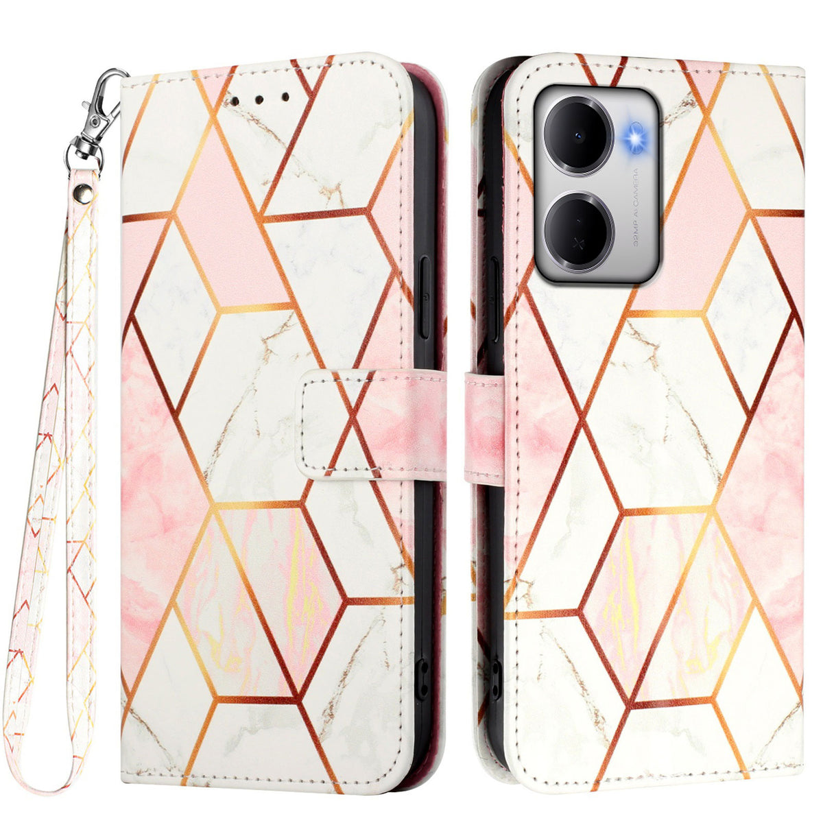 For Xiaomi Redmi 15a 5G Case with Strap Marble Pattern Leather Phone Cover Card Holder