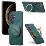 For Samsung Galaxy A27 5G Phone Case with Rotating Kickstand Stress Relief Retro Leather Back Cover
