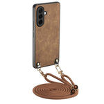 For Samsung Galaxy A27 5G Retro Leather Phone Back Cover with Adjustable Strap