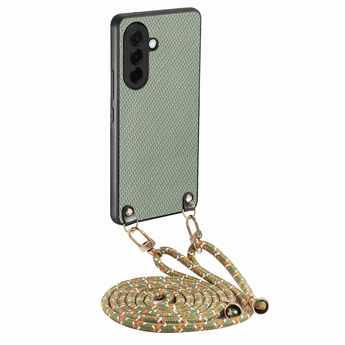 For Samsung Galaxy A27 5G Case Carbon Fiber Texture Hybrid Phone Back Cover with Adjustable Strap
