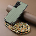 For Samsung Galaxy A27 5G Case Carbon Fiber Texture Hybrid Phone Back Cover with Adjustable Strap