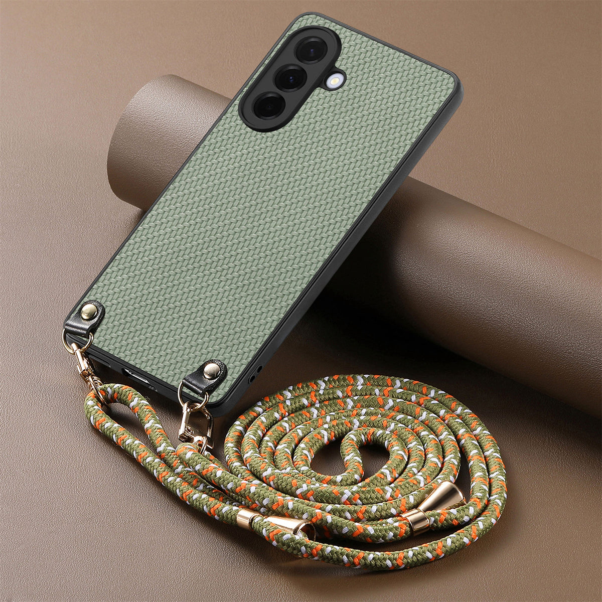For Samsung Galaxy A27 5G Case Carbon Fiber Texture Hybrid Phone Back Cover with Adjustable Strap