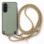 For Samsung Galaxy A27 5G Case Carbon Fiber Texture Hybrid Phone Back Cover with Adjustable Strap