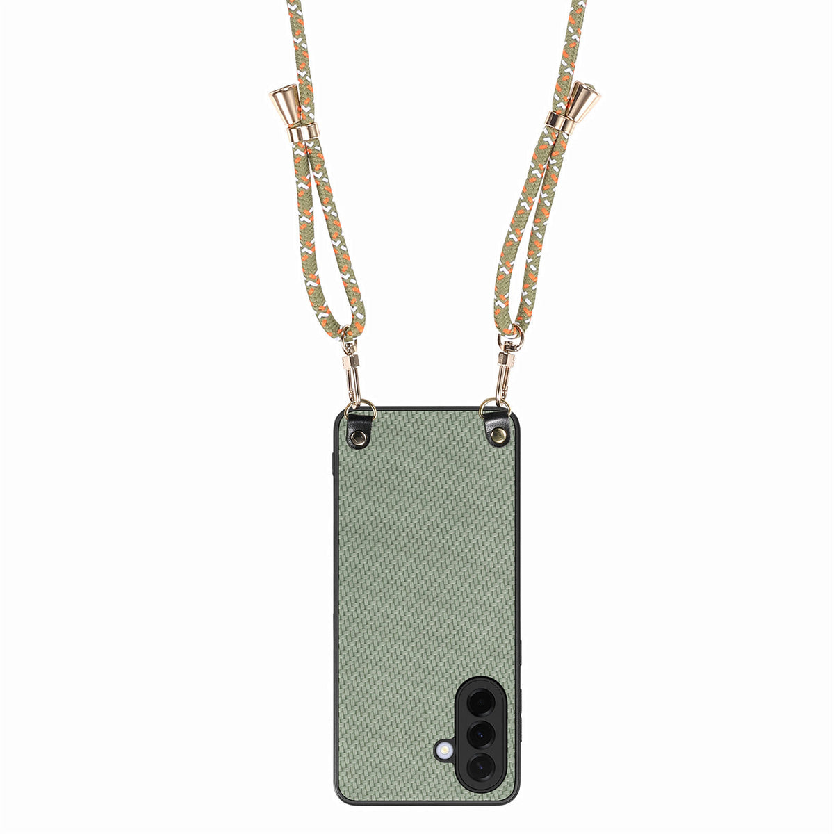 For Samsung Galaxy A27 5G Case Carbon Fiber Texture Hybrid Phone Back Cover with Adjustable Strap
