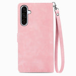 Til Samsung Galaxy A27 5G Pung-Etui med Lynlås og Rem, Blomsterpræg i PU Læder, Telefoncover