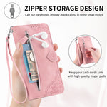 Til Samsung Galaxy A27 5G Pung-Etui med Lynlås og Rem, Blomsterpræg i PU Læder, Telefoncover