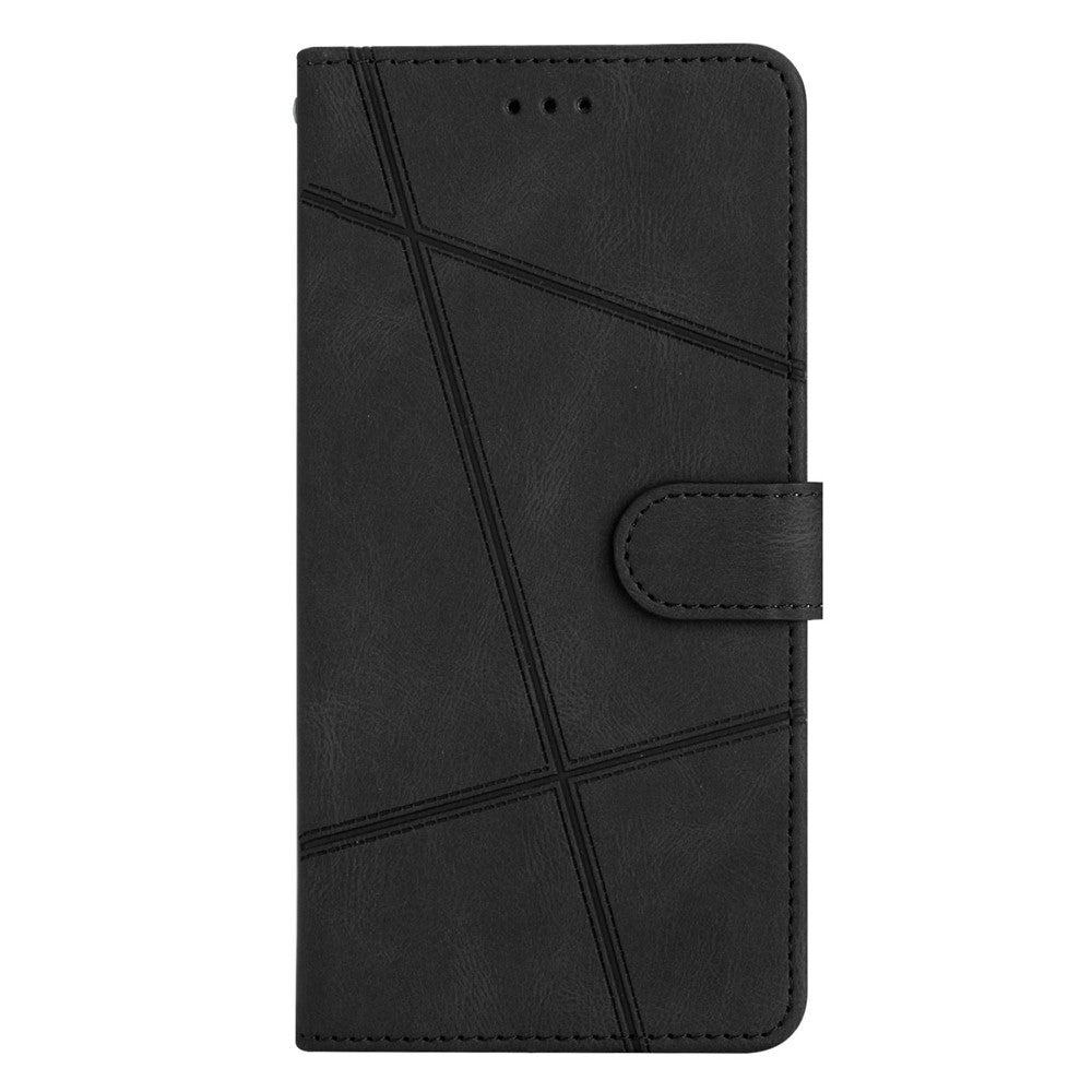 Drop-proof Phone Case for Xiaomi 12 Lite 5G, Lines Imprinted Flip Wallet Stand Case Crazy Horse Texture PU Leather Cover with Strap