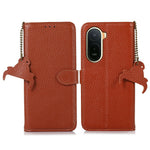 RFID Blocking Case for Xiaomi Poco C85x 5G / Redmi A7 Pro 4G (171.56mm) / Redmi A7 Pro 5G Genuine Cow Leather Phone Cover Litchi Texture