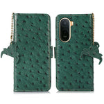 RFID Blocking Case for Xiaomi Poco C85x 5G / Redmi A7 Pro 4G (171.56mm) / Redmi A7 Pro 5G Genuine Cow Leather Phone Case Ostrich Texture