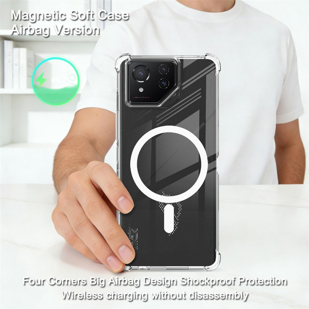 IMAK Magnetiskt Skal för Asus ROG Phone 8 5G / Phone 8 Pro 5G Airbag Stötsäkert Skyddande TPU mobilskal