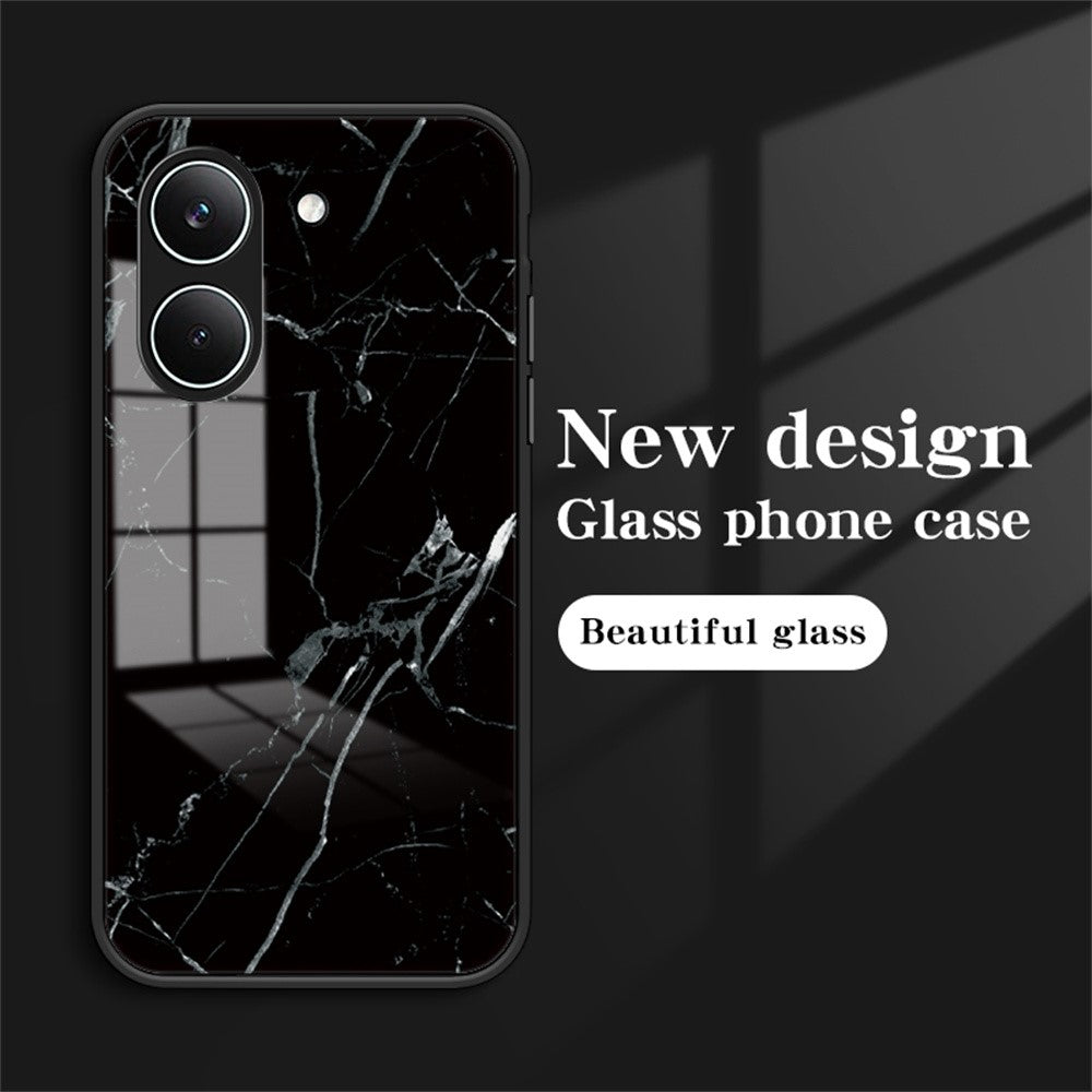Phone Case For Xiaomi Poco X8 Pro 5G  /  Redmi Turbo 5 5G Marble Pattern Tempered Glass + PC + TPU Protective Phone Cover