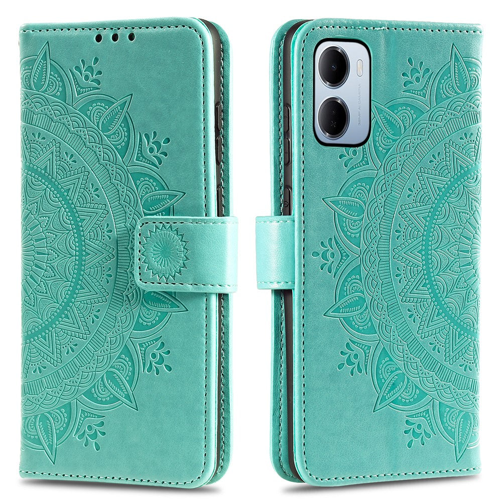 For Xiaomi Redmi 15a 5G Stand Case Imprinted Totem PU Leather Wallet Phone Cover with Wrist Strap