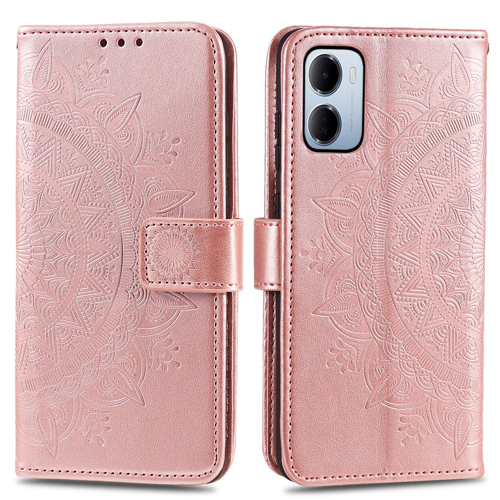 For Xiaomi Redmi 15a 5G Stand Case Imprinted Totem PU Leather Wallet Phone Cover with Wrist Strap