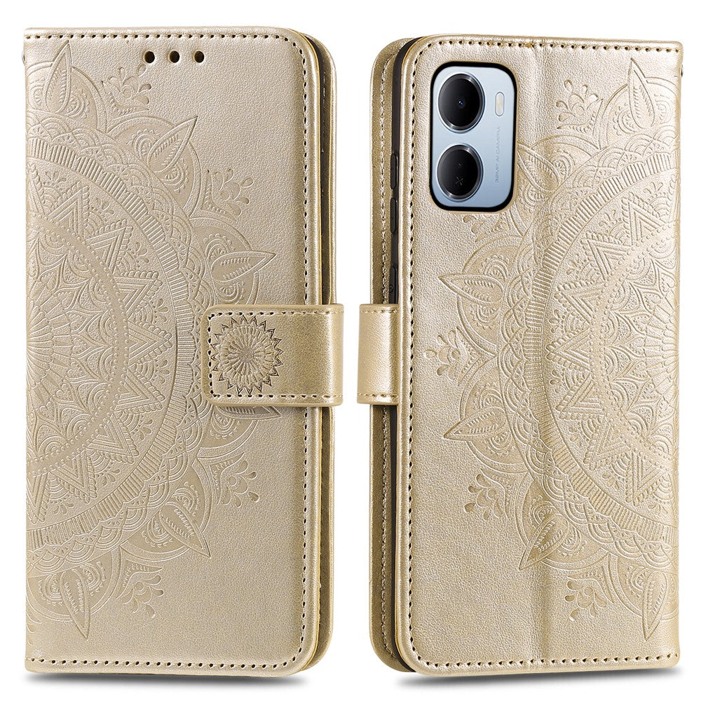 For Xiaomi Redmi 15a 5G Stand Case Imprinted Totem PU Leather Wallet Phone Cover with Wrist Strap