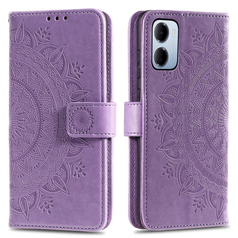 For Xiaomi Redmi 15a 5G Stand Case Imprinted Totem PU Leather Wallet Phone Cover with Wrist Strap
