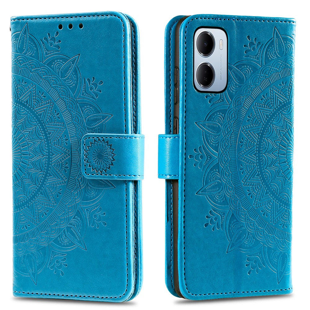For Xiaomi Redmi 15a 5G Stand Case Imprinted Totem PU Leather Wallet Phone Cover with Wrist Strap