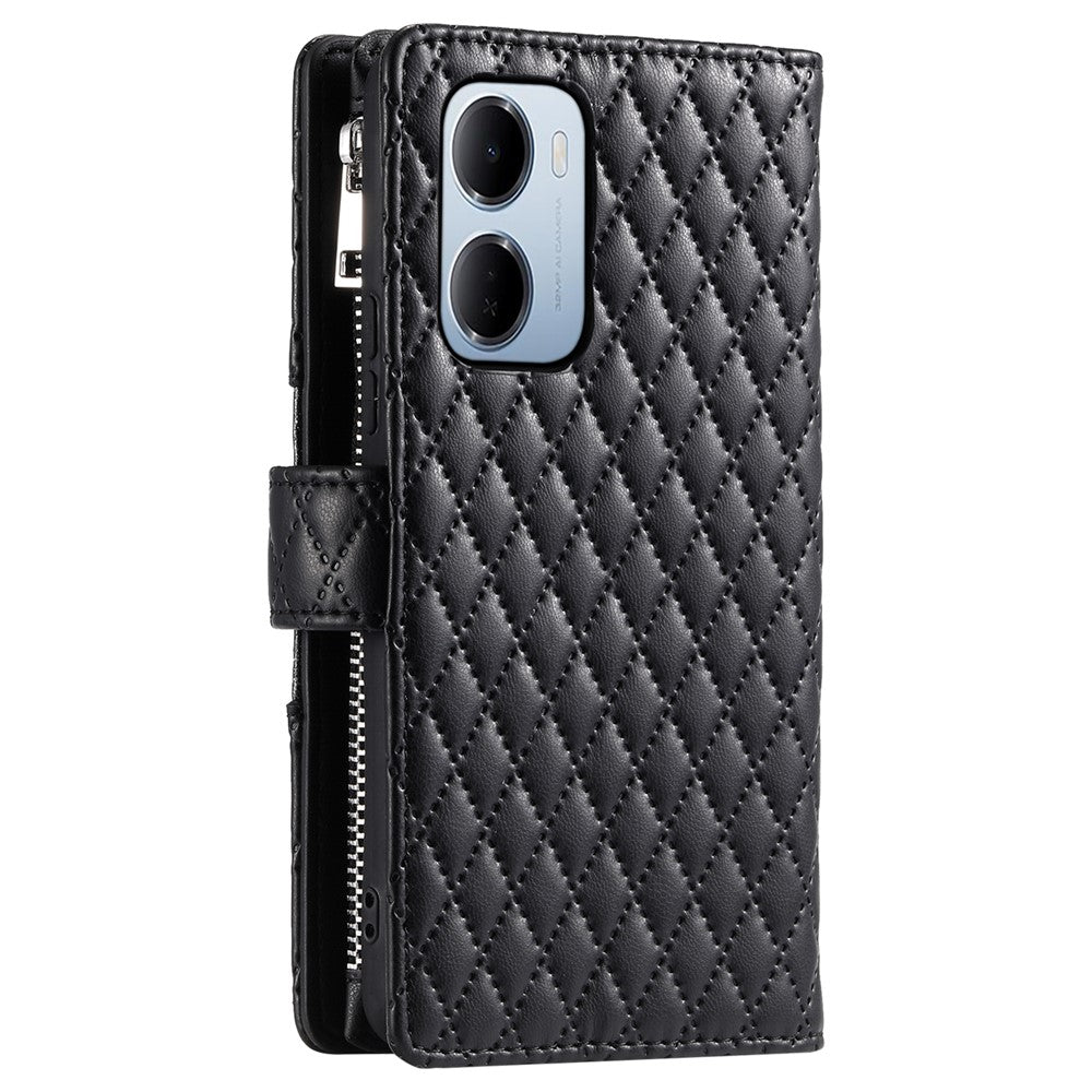For Xiaomi Redmi 15a 5G Phone Case Zipper Pocket Glitter Leather Phone Cover with Wrist Strap