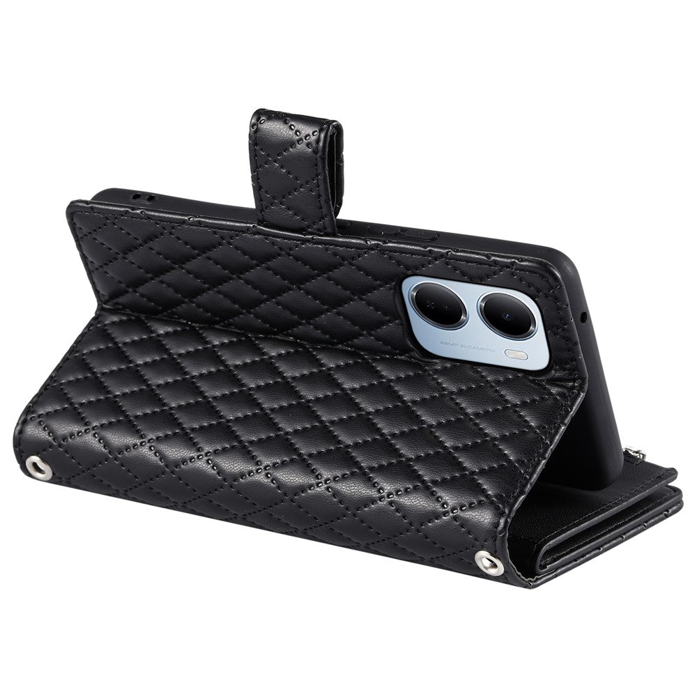 For Xiaomi Redmi 15a 5G Phone Case Zipper Pocket Glitter Leather Phone Cover with Wrist Strap