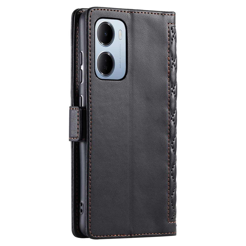 For Xiaomi Redmi 15a 5G Leather Case Rhombus Texture Wallet Stand Phone Cover with Wrist Strap