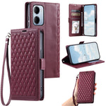 For Xiaomi Redmi 15a 5G Leather Case Rhombus Texture Wallet Stand Phone Cover with Wrist Strap