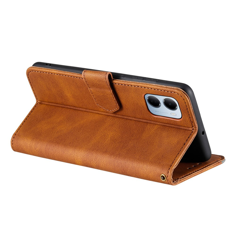 For Xiaomi Redmi 15a 5G Leather Case Splicing Stitching Wallet Phone Cover with Wrist Strap