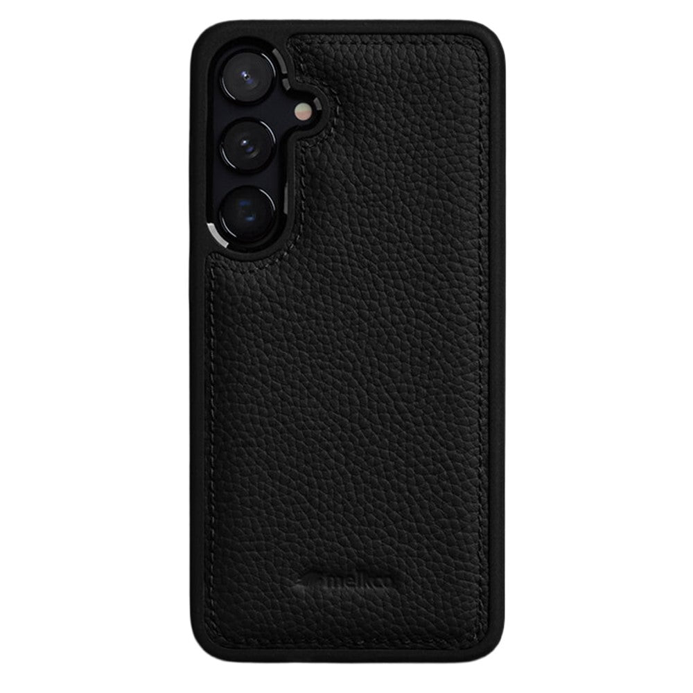 MELKCO For Samsung Galaxy S25+ Case Genuine Cow Leather Coated PC Phone Cover