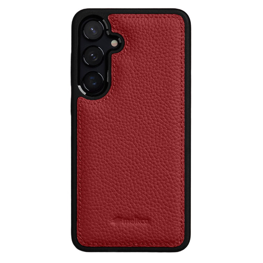 MELKCO For Samsung Galaxy S25+ Case Genuine Cow Leather Coated PC Phone Cover
