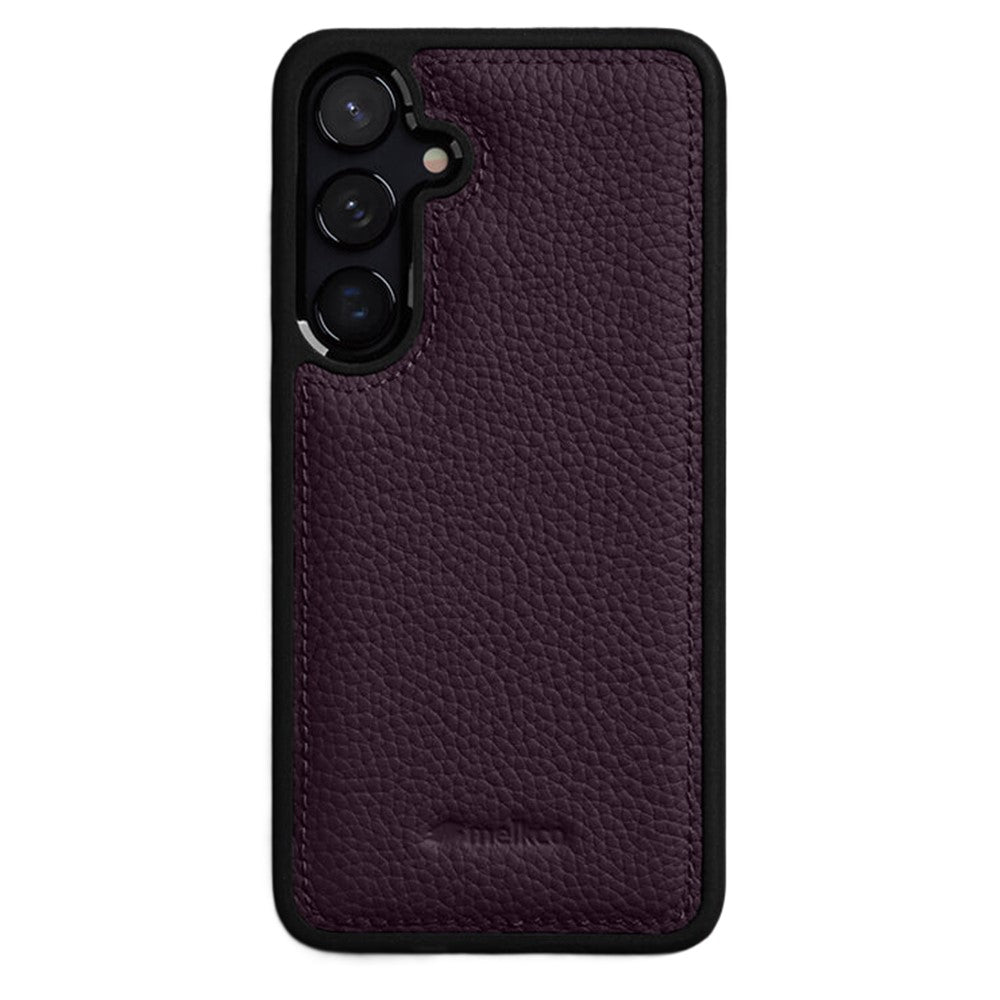 MELKCO For Samsung Galaxy S25+ Case Genuine Cow Leather Coated PC Phone Cover