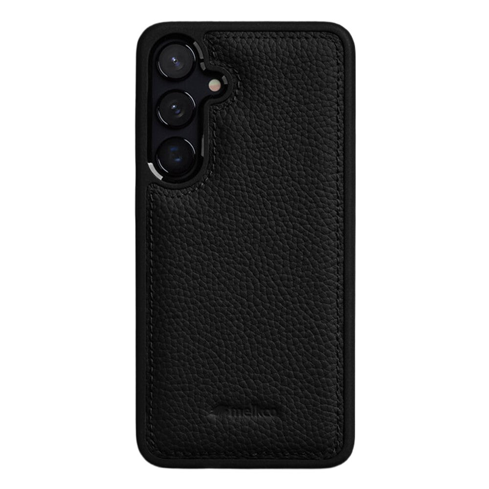 MELKCO For Samsung Galaxy S24+ Case Genuine Cow Leather Coated PC Phone Cover