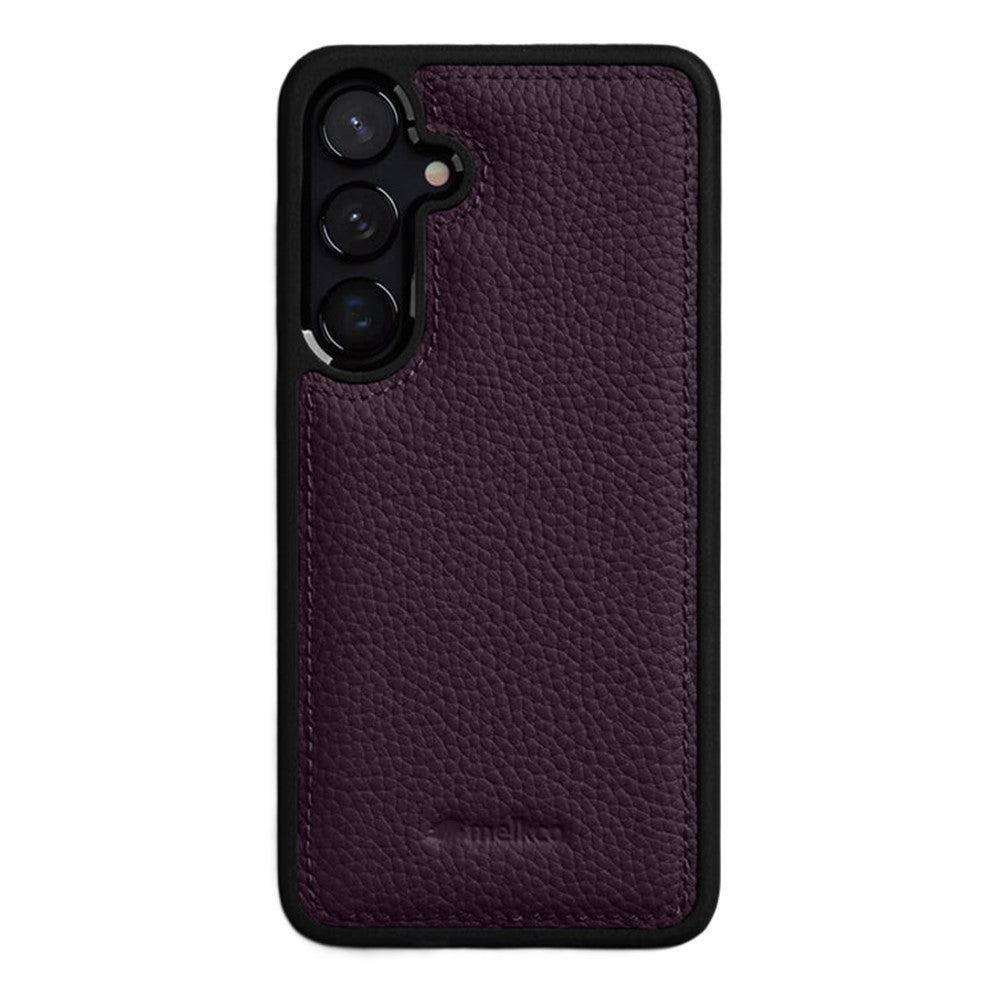 MELKCO For Samsung Galaxy S24+ Case Genuine Cow Leather Coated PC Phone Cover