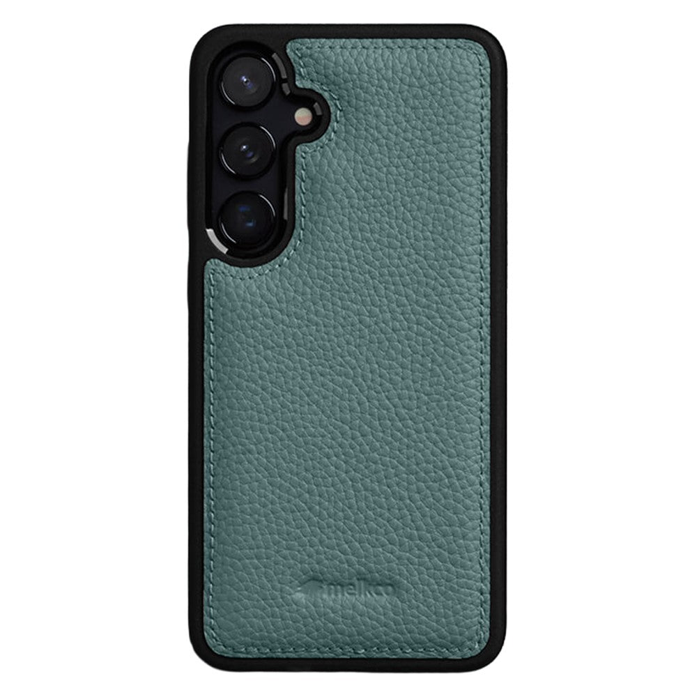 MELKCO For Samsung Galaxy S24+ Case Genuine Cow Leather Coated PC Phone Cover