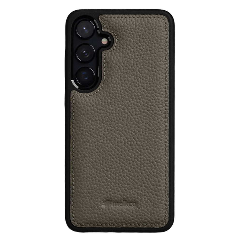 MELKCO For Samsung Galaxy S24+ Case Genuine Cow Leather Coated PC Phone Cover