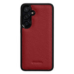 MELKCO For Samsung Galaxy S24+ Case Genuine Cow Leather Coated PC Phone Cover