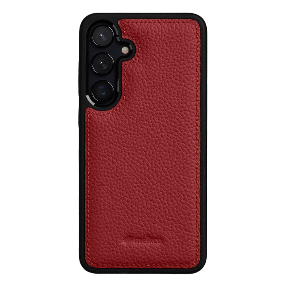 MELKCO For Samsung Galaxy S24+ Case Genuine Cow Leather Coated PC Phone Cover
