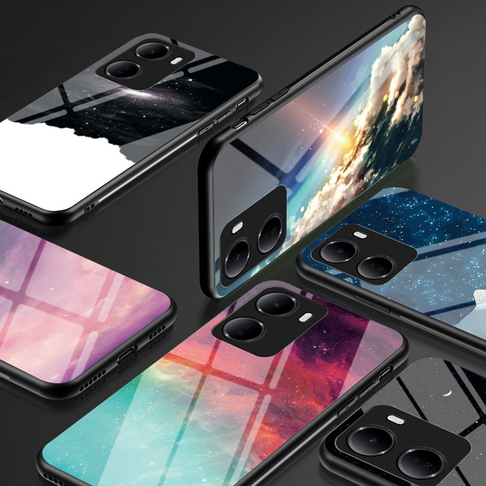For Xiaomi Redmi 15a 5G Phone Case Starry Sky Pattern Tempered Glass Phone Cover
