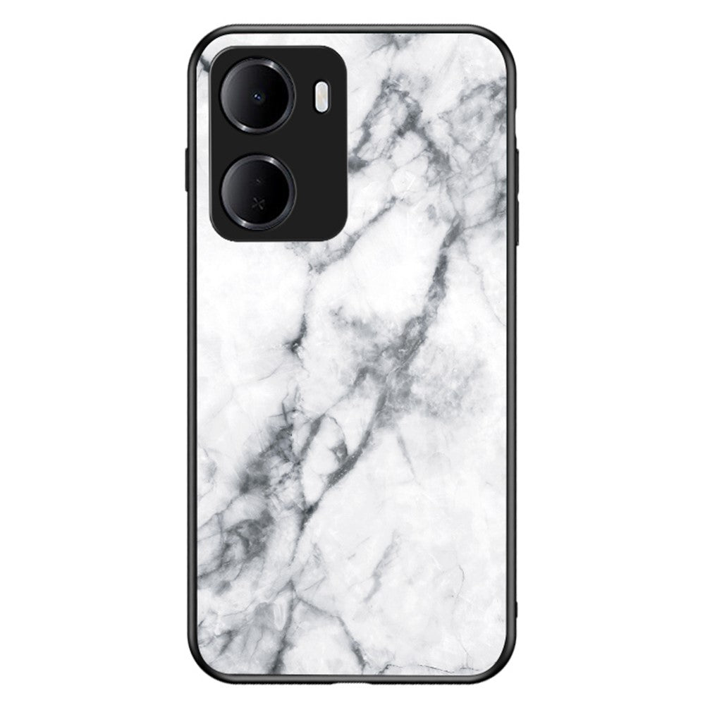 For Xiaomi Redmi 15a 5G Phone Case Marble Pattern Tempered Glass + PC + TPU Protective Phone Cover