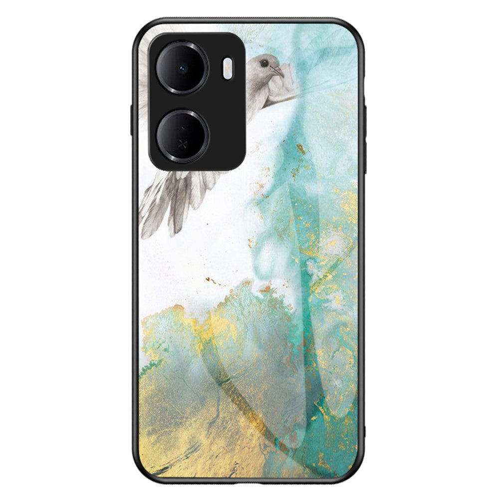 For Xiaomi Redmi 15a 5G Phone Case Marble Pattern Tempered Glass + PC + TPU Protective Phone Cover
