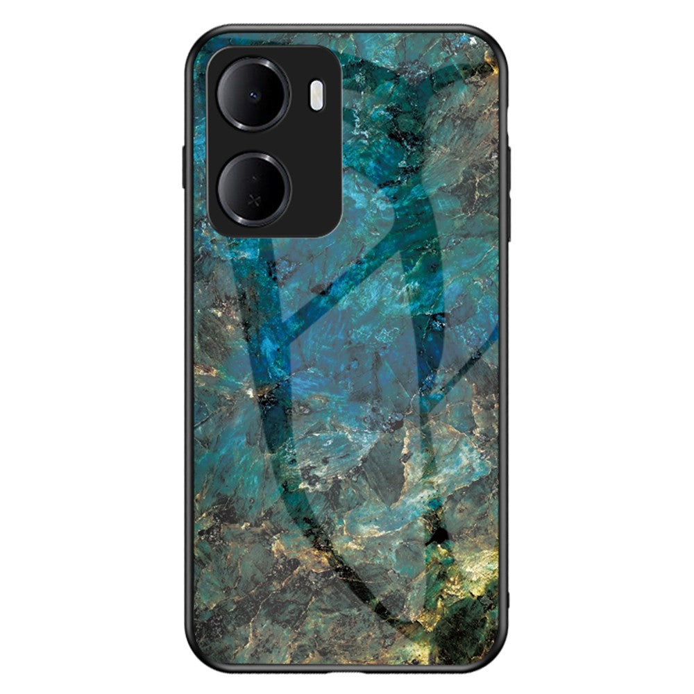 For Xiaomi Redmi 15a 5G Phone Case Marble Pattern Tempered Glass + PC + TPU Protective Phone Cover