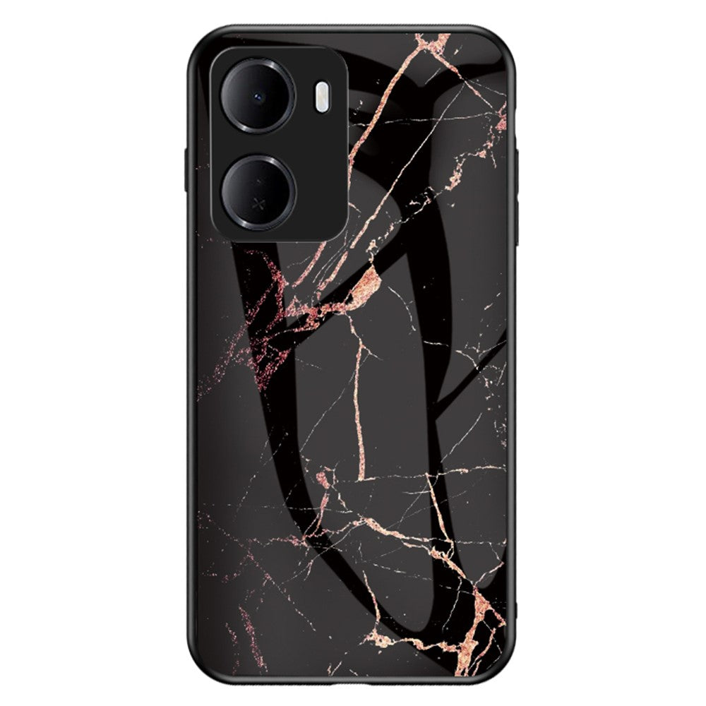 For Xiaomi Redmi 15a 5G Phone Case Marble Pattern Tempered Glass + PC + TPU Protective Phone Cover