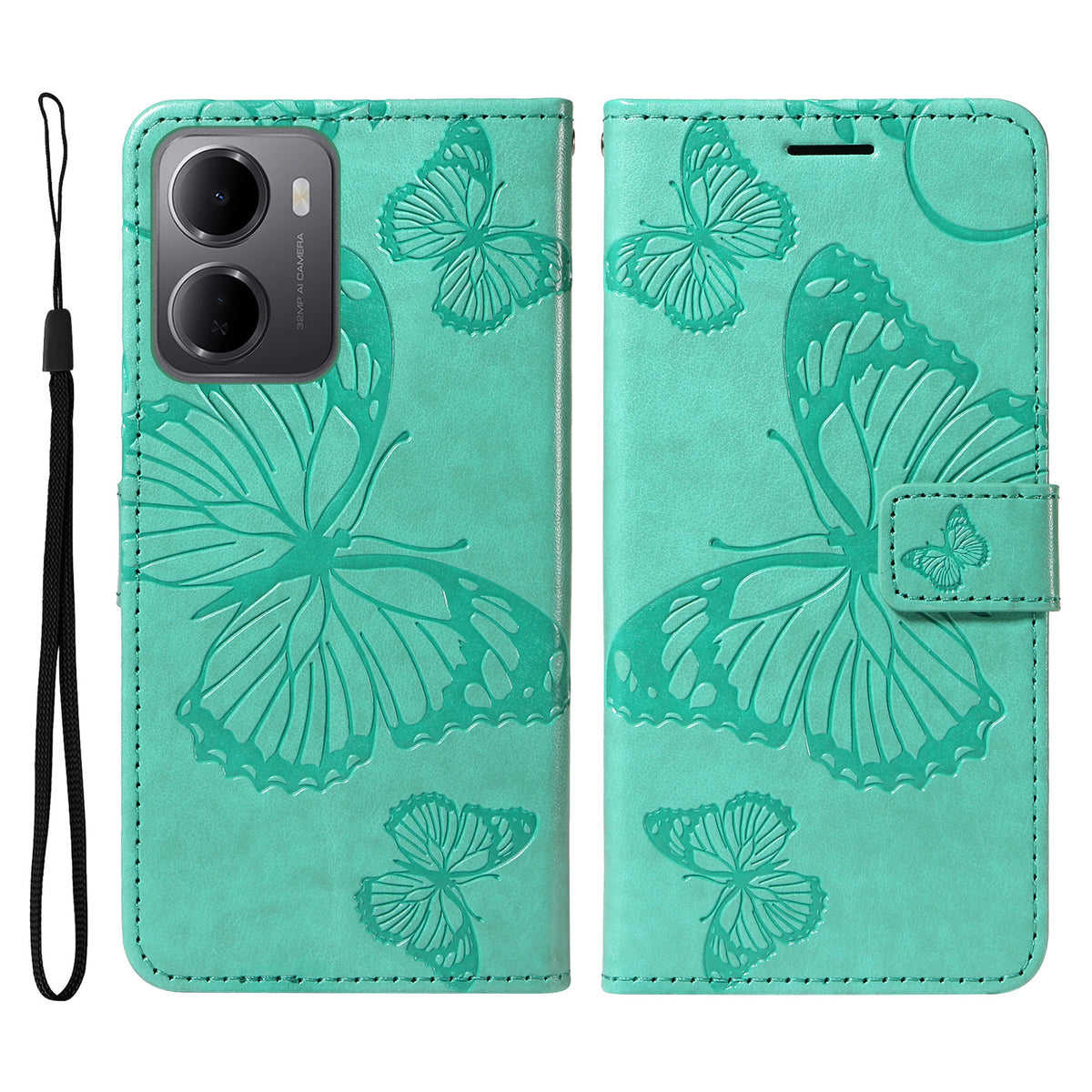 Xiaomi Redmi 15a 5G Plånboksfodral Läderfodral med Blommigt Fjärilstryck, Stativ