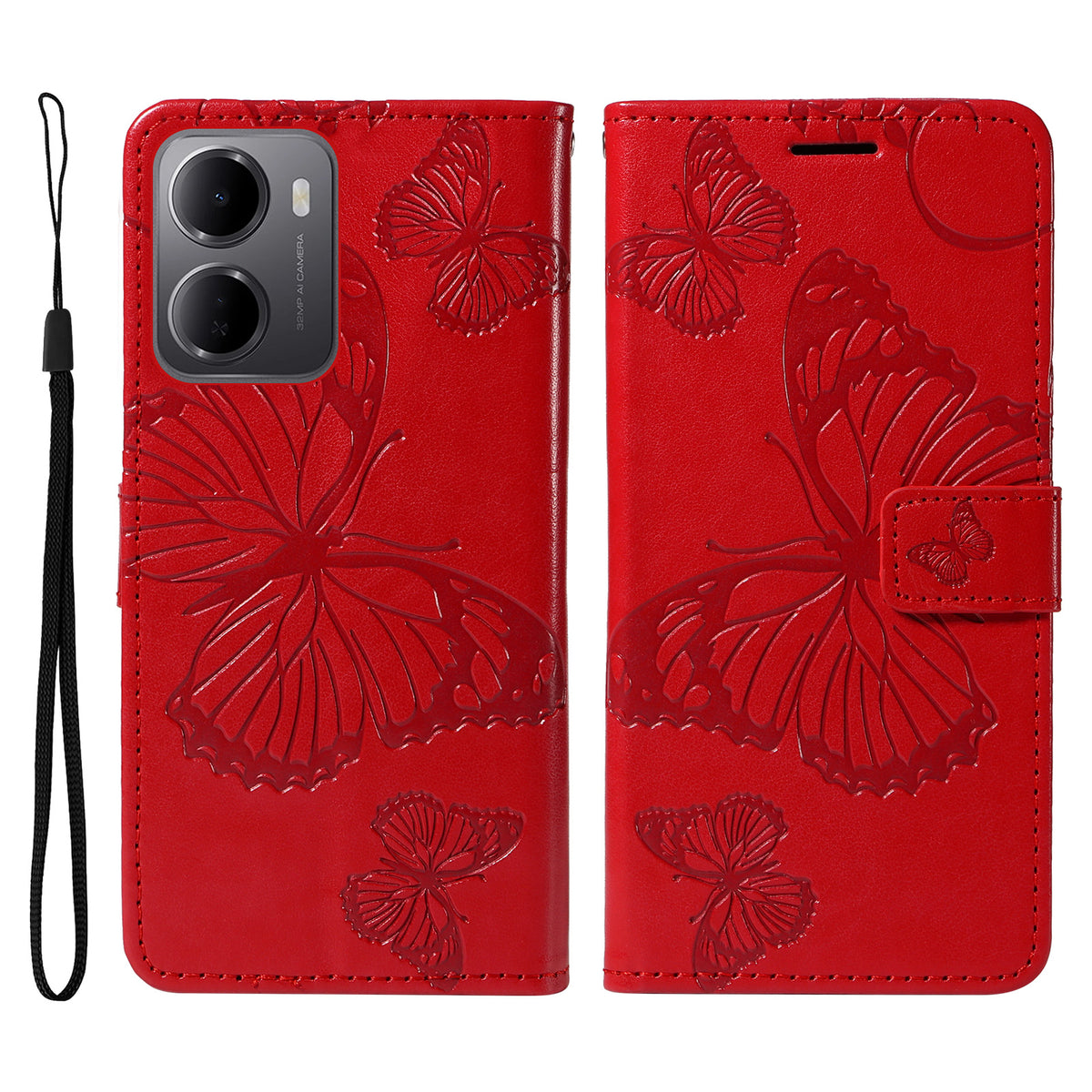 Xiaomi Redmi 15a 5G Plånboksfodral Läderfodral med Blommigt Fjärilstryck, Stativ