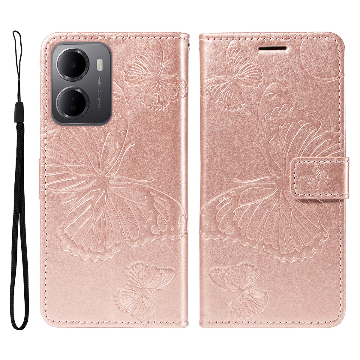Xiaomi Redmi 15a 5G Plånboksfodral Läderfodral med Blommigt Fjärilstryck, Stativ